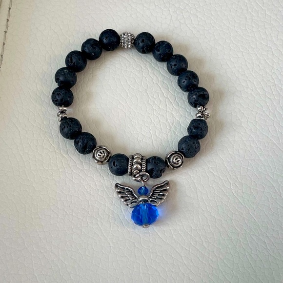 💙 2/$50 💙 Blue Angel Lava Bead Bracelet - Picture 1 of 2